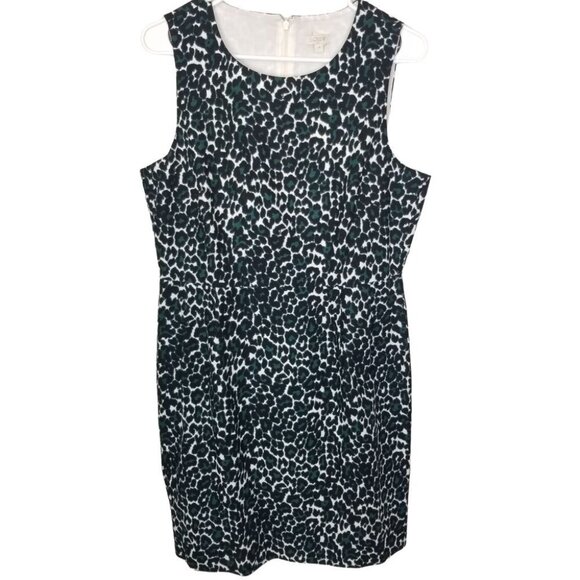 J. Crew Womens 10 Green Leopard Print Textured Sle - Picture 1 of 8
